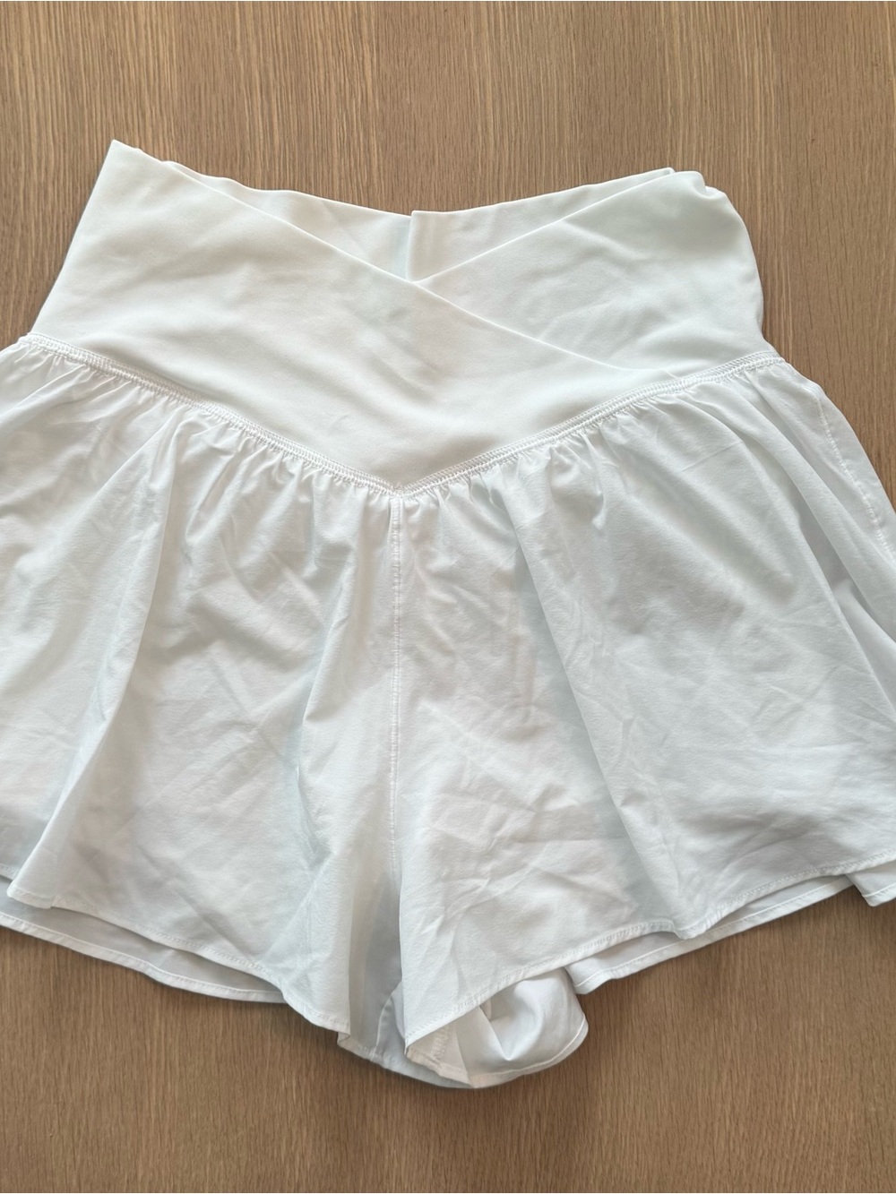 High-Waist White Skort with Flowy Overlay